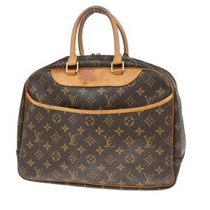 LOUIS VUITTON LV Logo Deauville Hand Bag Monogram Leather Brown